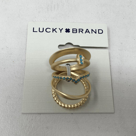 Lucky Brand Turquoise Ring Stack, Women's Size Multi - Picture 3 of 6
